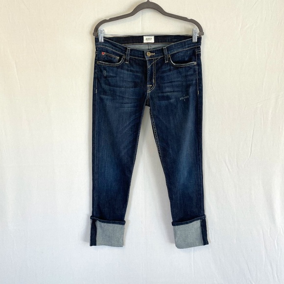 Hudson Crop Jeans Wide Selvedge Cuff Dark Wash Made in USA Size 28 - Picture 1 of 11